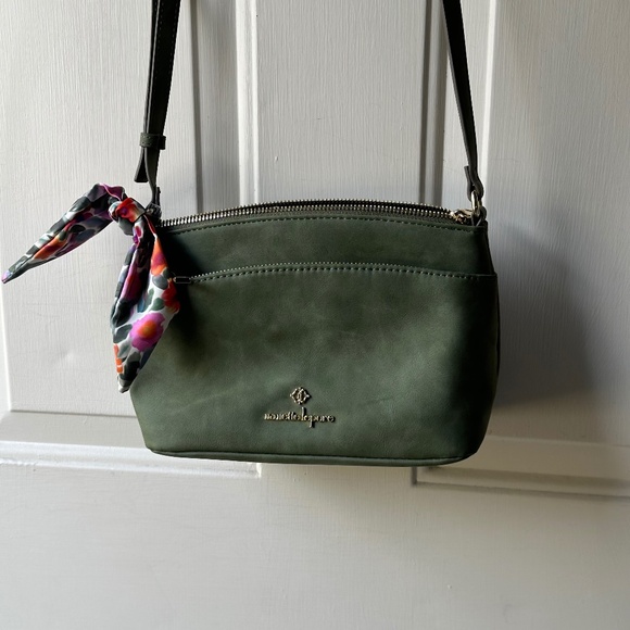 Nanette Lepore Crossbody Bag Purse Olive Green Faux Suede Adjustable Strap. - Picture 12 of 16